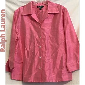 Lauren Ralph Lauren Silk Jacket Blazer Large Pink
